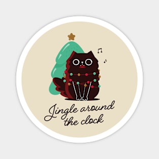 Jingle around the clock, Christmas kitty Magnet